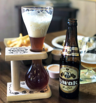 Kwak Beer with food - Bruges Belgian Bistro